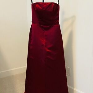 Bill Levkoff Maroon Strapless Formal Gown, Size 8